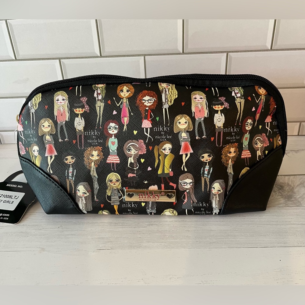 Nikky By Nicole Lee Large Cosmetic Bag Multi Color “Nikky Girls “